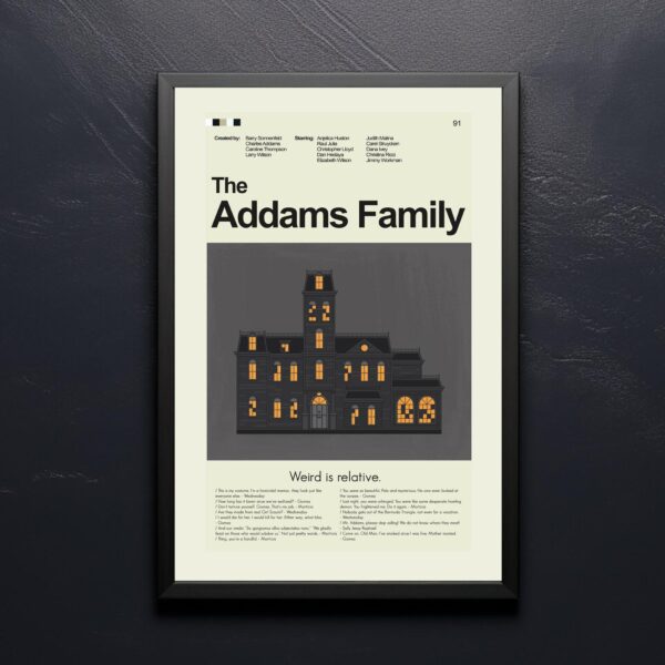 Mid-century modern The Addams Family movie wall poster artwork