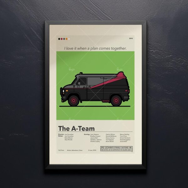 Mid-century modern style poster of The A-Team movie artwork