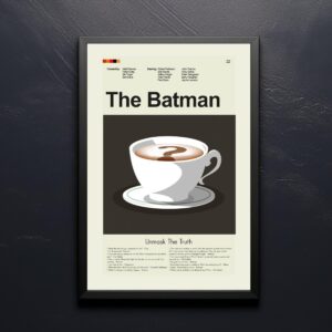 Mid-century modern Batman movie poster with vintage 20th century art style