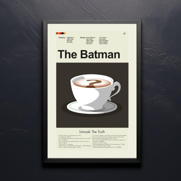 Mid-century modern Batman movie poster with vintage 20th century art style