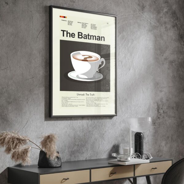 Mid-century modern Batman movie poster with vintage 20th century art style