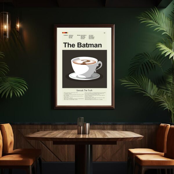 Mid-century modern Batman movie poster with vintage 20th century art style