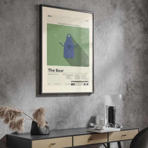 Mid-century modern poster of The Bear movie vintage advertising art