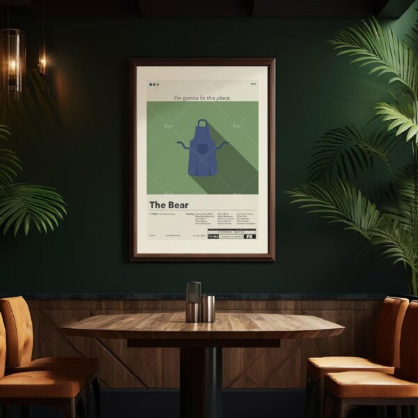 Mid-century modern poster of The Bear movie vintage advertising art