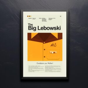 Mid-century modern style poster of The Big Lebowski movie artwork