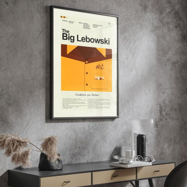 Mid-century modern style poster of The Big Lebowski movie artwork