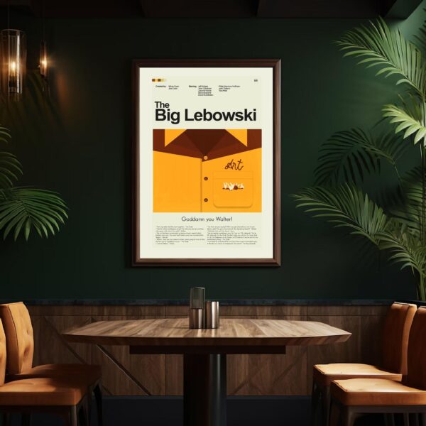 Mid-century modern style poster of The Big Lebowski movie artwork
