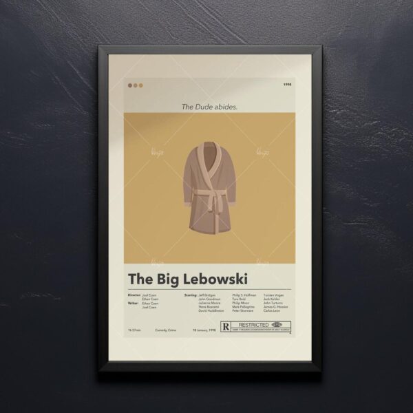 Mid-century modern style The Big Lebowski movie wall poster