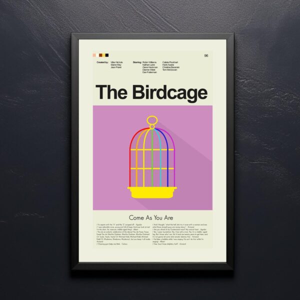 The Birdcage movie poster with mid-century modern design
