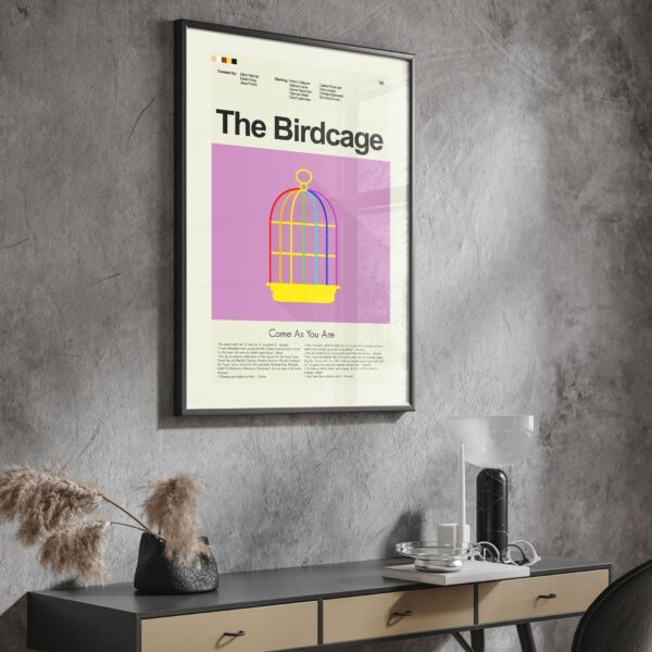 The Birdcage movie poster with mid-century modern design