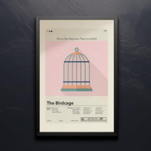 The Birdcage movie poster in modern mid-century style design