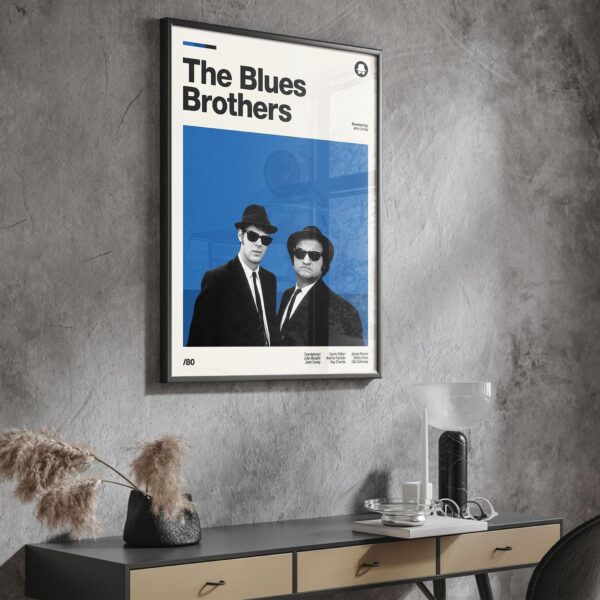 The Blues Brothers movie poster - mid-century inspired retro art