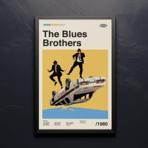 Mid-century modern style poster of The Blues Brothers movie