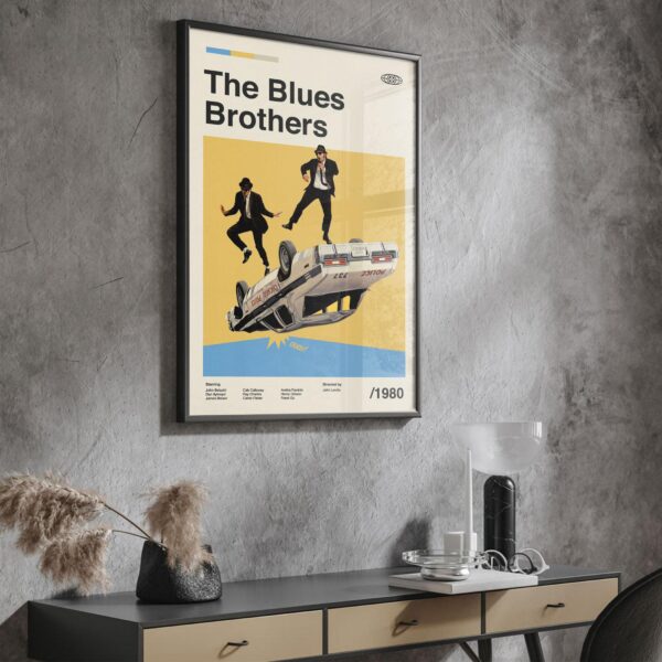Mid-century modern style poster of The Blues Brothers movie