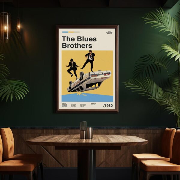 Mid-century modern style poster of The Blues Brothers movie