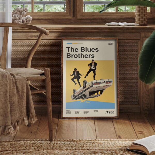 Mid-century modern style poster of The Blues Brothers movie