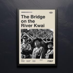 Large mid-century modern poster of The Bridge on the River Kwai movie