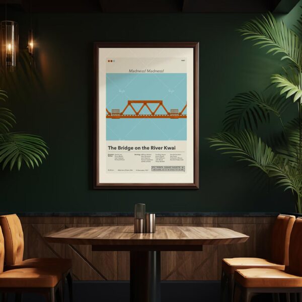 Large mid-century modern poster of The Bridge on the River Kwai movie