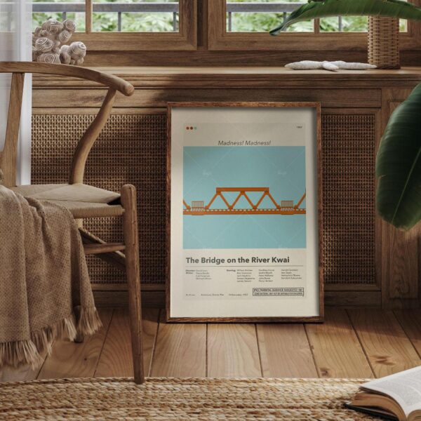 Large mid-century modern poster of The Bridge on the River Kwai movie