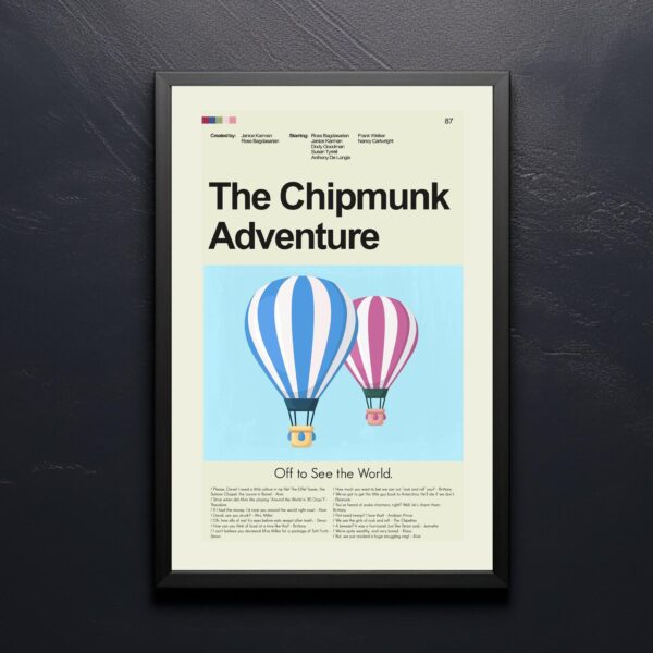 The Chipmunk Adventure mid-century modern movie poster with house design