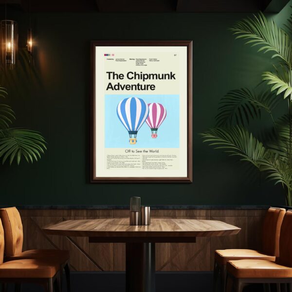The Chipmunk Adventure mid-century modern movie poster with house design