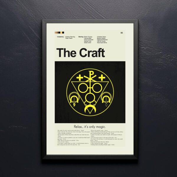 Mid-century modern vintage poster of The Craft movie artwork