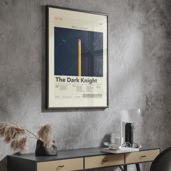 The Dark Knight mid-century modern style movie poster design