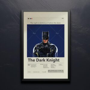Mid-century modern style Dark Knight movie poster from mid 20th century