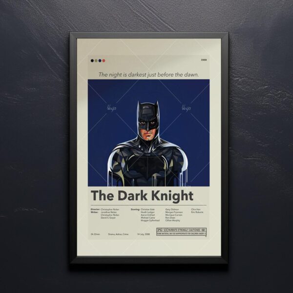 Mid-century modern style Dark Knight movie poster from mid 20th century