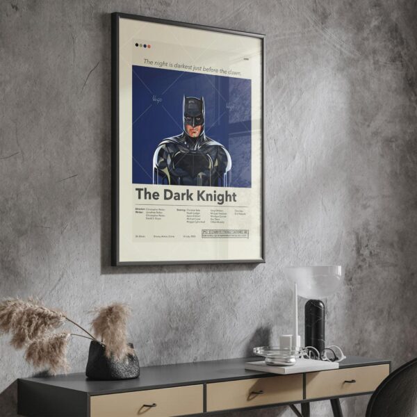 Mid-century modern style Dark Knight movie poster from mid 20th century