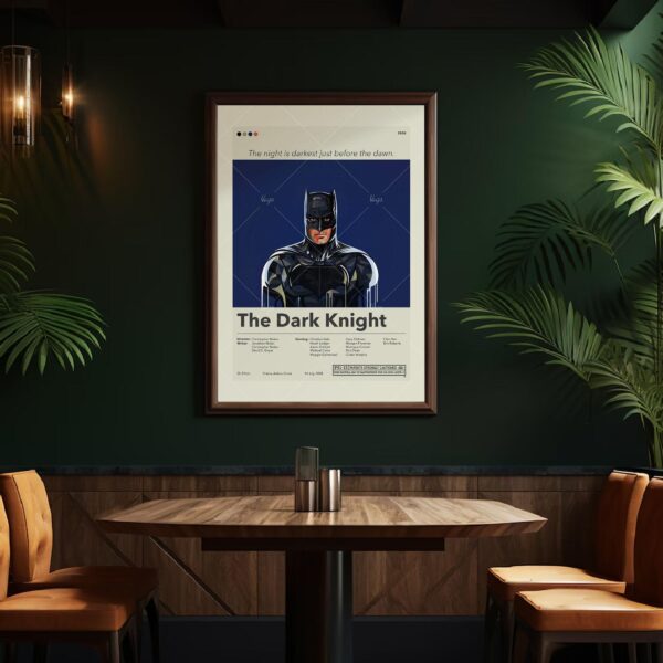 Mid-century modern style Dark Knight movie poster from mid 20th century