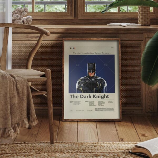 Mid-century modern style Dark Knight movie poster from mid 20th century