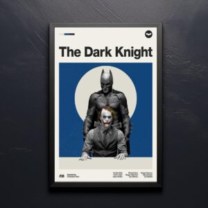 Mid-century poster of The Dark Knight movie, retro artwork