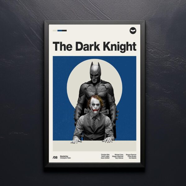 Mid-century poster of The Dark Knight movie, retro artwork