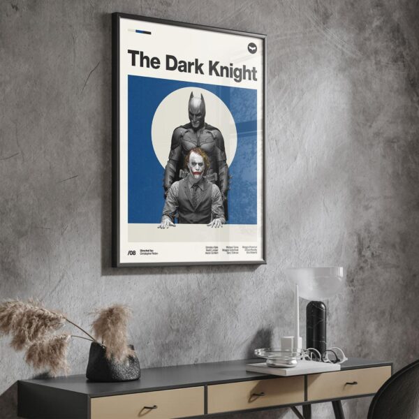 Mid-century poster of The Dark Knight movie, retro artwork
