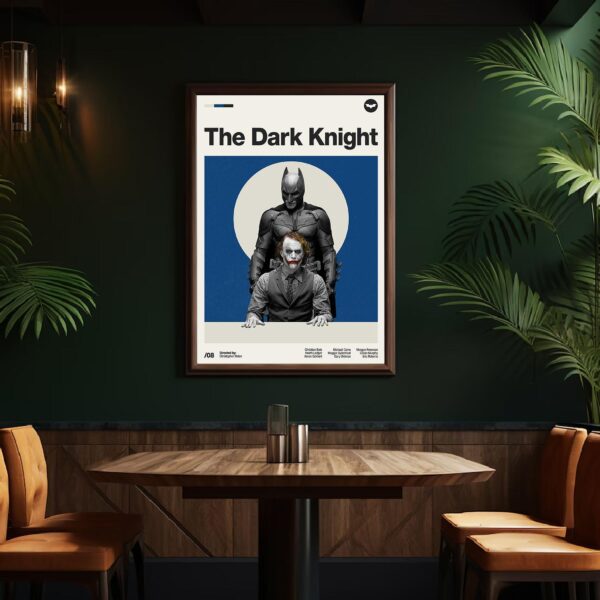 Mid-century poster of The Dark Knight movie, retro artwork