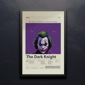 Mid-century modern Dark Knight movie poster art with minimalist design