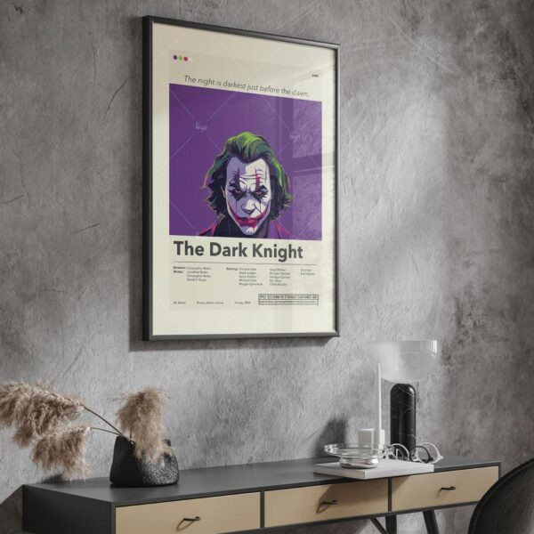 Mid-century modern Dark Knight movie poster art with minimalist design