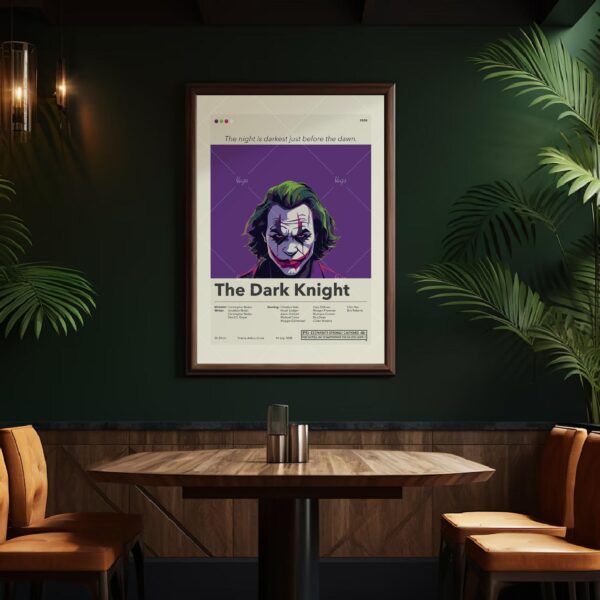 Mid-century modern Dark Knight movie poster art with minimalist design