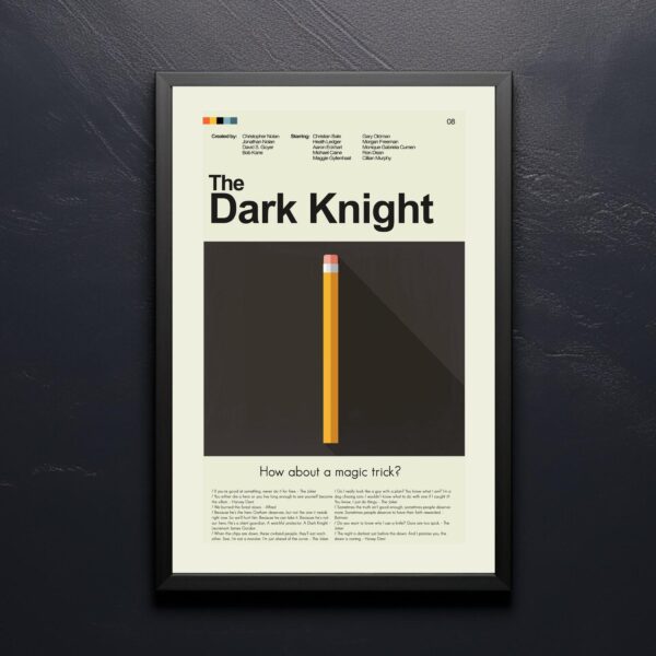Mid-century modern poster of The Dark Knight movie artwork