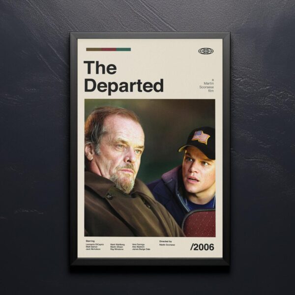 Mid-century modern style poster of The Departed movie artwork