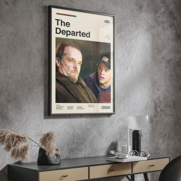 Mid-century modern style poster of The Departed movie artwork