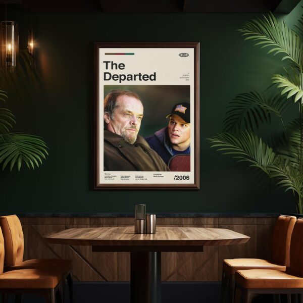 Mid-century modern style poster of The Departed movie artwork