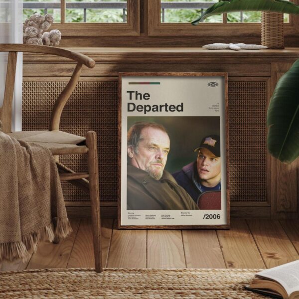 Mid-century modern style poster of The Departed movie artwork