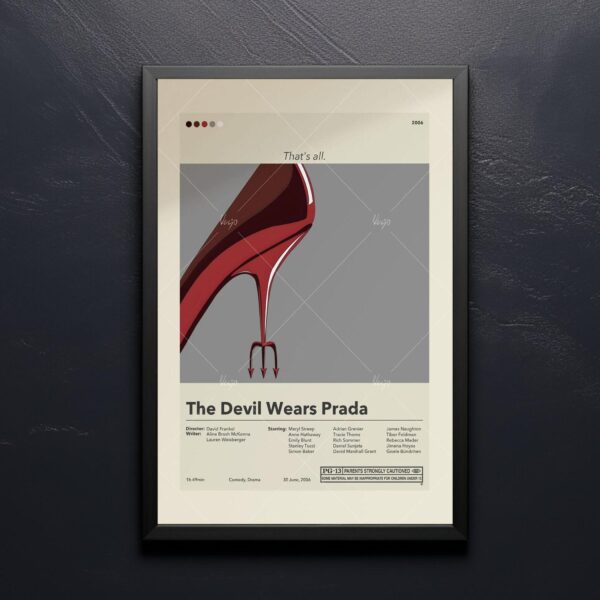 Mid-century modern poster art of The Devil Wears Prada movie poster