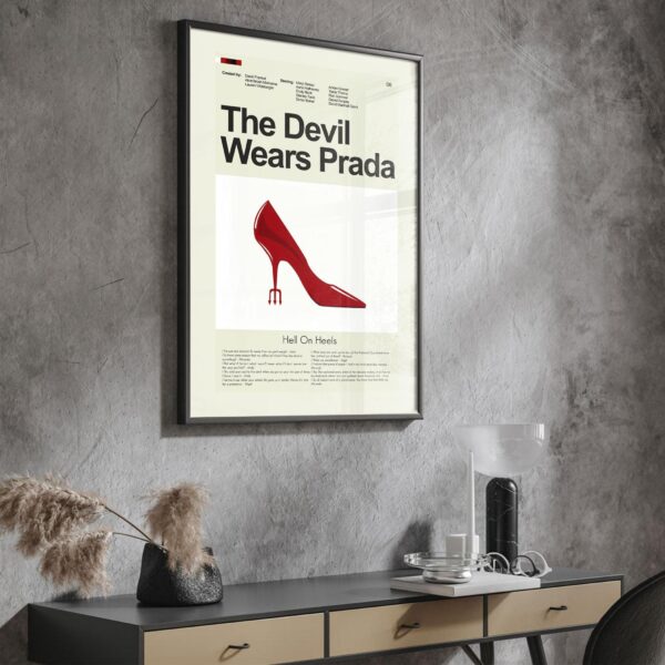 Mid-century modern poster of The Devil Wears Prada movie artwork