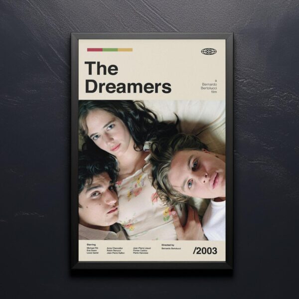 Mid-century modern movie poster for The Dreamers with 20th century design