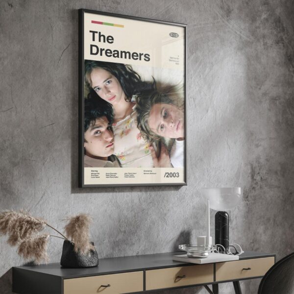 Mid-century modern movie poster for The Dreamers with 20th century design