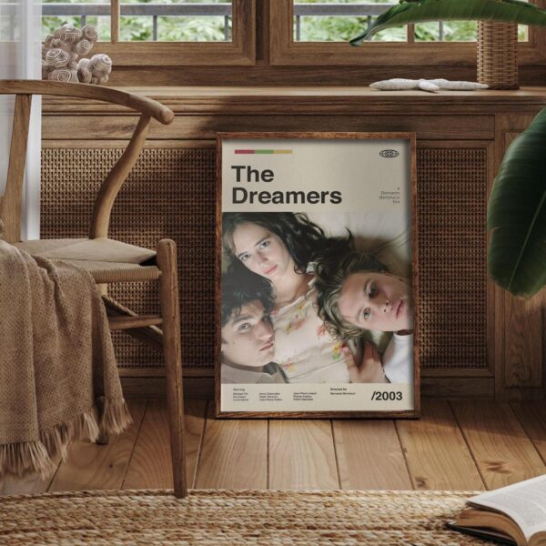 Mid-century modern movie poster for The Dreamers with 20th century design