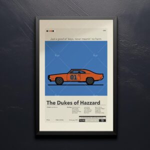 Mid-century modern poster of The Dukes of Hazzard movie advertising art